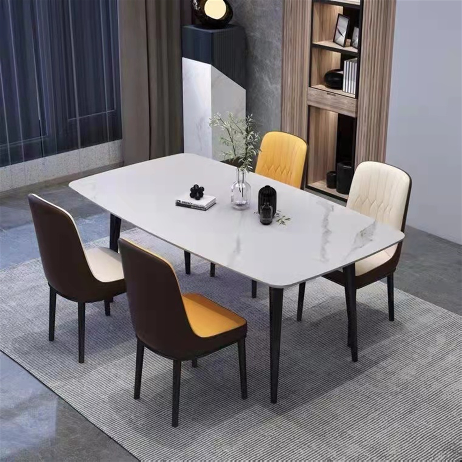 Dining Table with Sintered Stone Table Top and Metal Legs,Dining Table